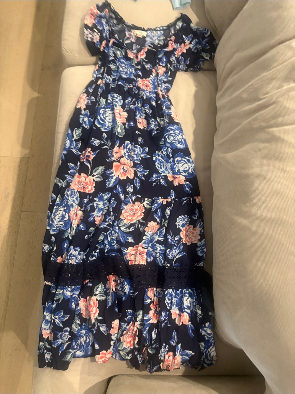 Navy Floral Dress with Pink & Blue Flowers